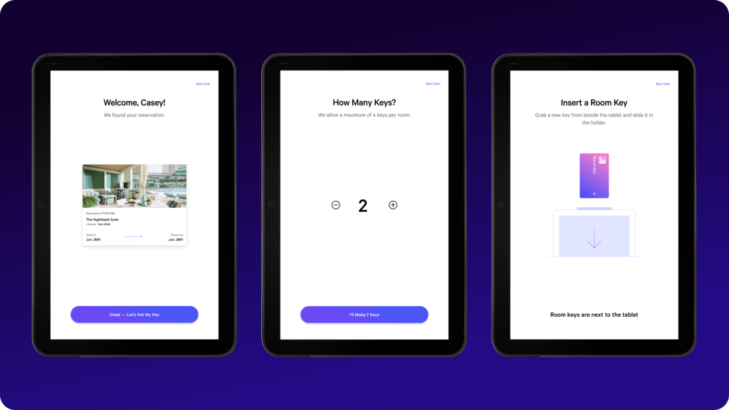 A portion of the keycard creation flow.
