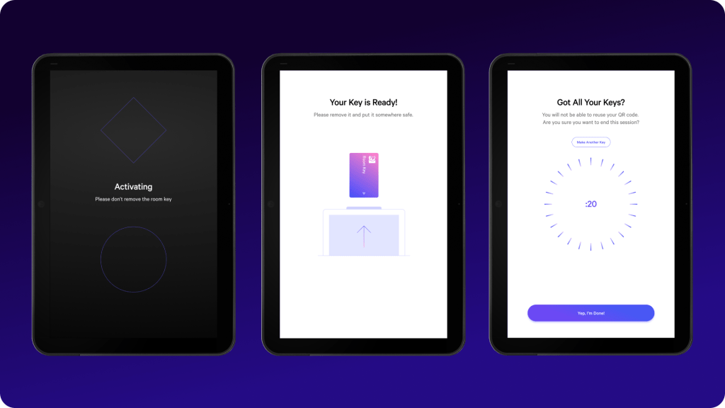 A portion of the keycard creation flow.