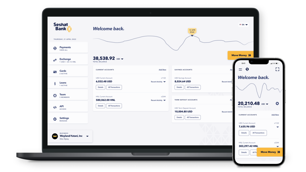 Desktop and mobile app screens
